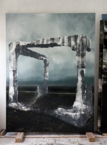 Eva Nielsen, Thalle II, 2015, 200 x 150 cm, huile, acrylique et sérigraphie sur toile. © Eva Nielsen. Courtesy the artist and Jousse Entreprise, Paris
